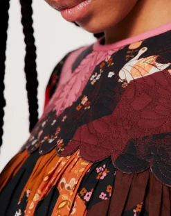 Robe Médiéval Patchwork imprimée multicolore