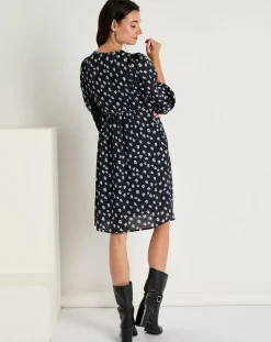 Robe Michelle à fleurs marine