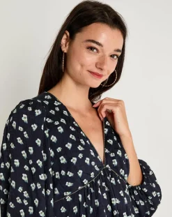 Robe Michelle à fleurs marine