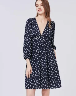 Robe Michelle à fleurs marine