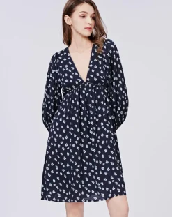 Robe Michelle à fleurs marine