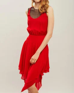 Robe midi 100% Soie rouge