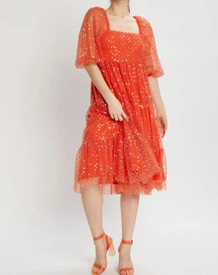 Robe midi Baby Flower coquelicot