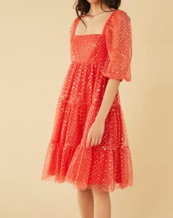 Robe midi Baby Flower coquelicot