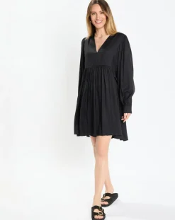 Robe midi col V noir