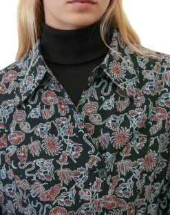 Robe midi imprimée noir/multicolore