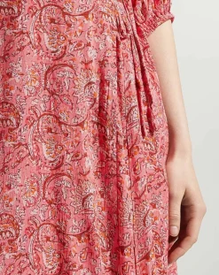 Robe midi portefeuille Nacre imprimée rose