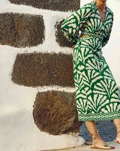 Robe Midi Royce éventail verte