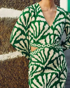 Robe Midi Royce éventail verte