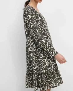 Robe mi-longue à fleurs noire