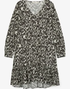 Robe mi-longue à fleurs noire