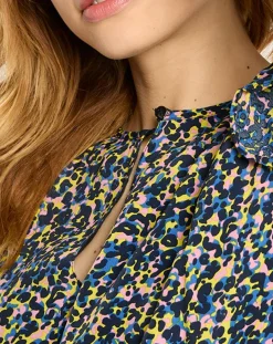 Robe mi-longue imprimée multicolore