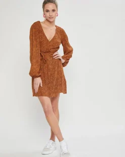 Robe Mini Spring Romance à imprimé léopard marron