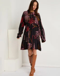 Robe Océane imprimée noir/violet