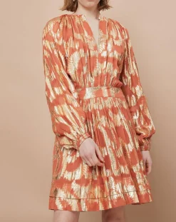 Robe Oleria courte patineuse imprimée orange