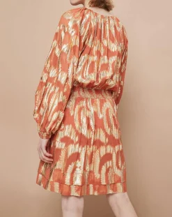 Robe Oleria courte patineuse imprimée orange