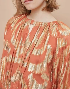 Robe Oleria courte patineuse imprimée orange