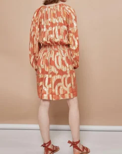 Robe Oleria courte patineuse imprimée orange