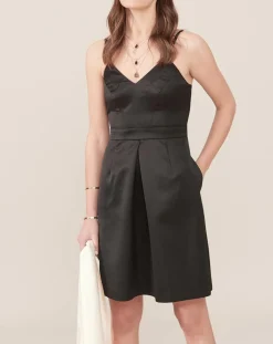 Robe Ora évasée satinée noire