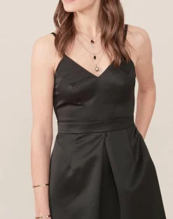 Robe Ora évasée satinée noire