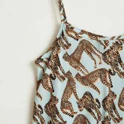 Robe Paidge fluide et légère imprimée léopard bleu/marron