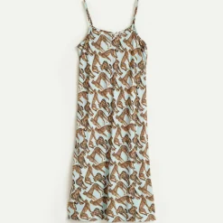 Robe Paidge fluide et légère imprimée léopard bleu/marron