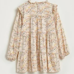 Robe Pebbles à volants à fleurs beige
