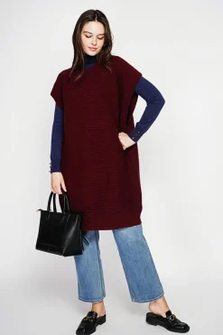 Robe poncho col rond bordeaux