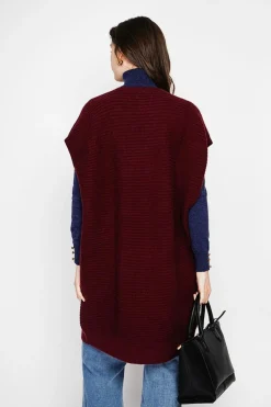 Robe poncho col rond bordeaux