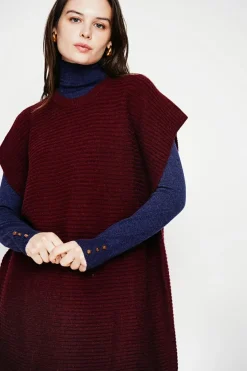 Robe poncho col rond bordeaux