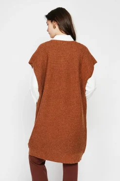 Robe poncho col rond marron