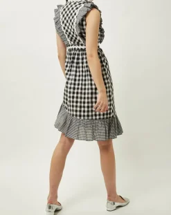 Robe Prairie volantée à carreaux noir/blanc