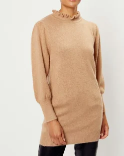 Robe Pull en Angora & Laine mélangés Iris beige