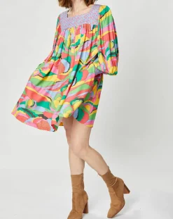 Robe Purple Country print bleu gris