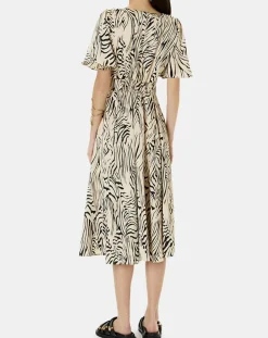 Robe Rafi imprimée zèbre noir/beige