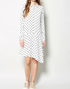 Robe Raipur asymétrique à pois blanche
