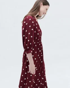 Robe Rayan à pois bordeaux