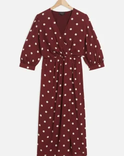 Robe Rayan à pois bordeaux
