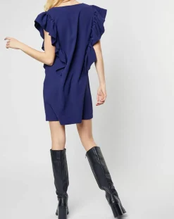 Robe Rayan à volants bleu marine