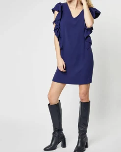 Robe Rayan à volants bleu marine