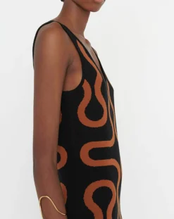 Robe Ridley imprimée noir/marron