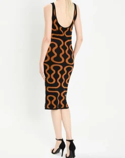 Robe Ridley imprimée noir/marron