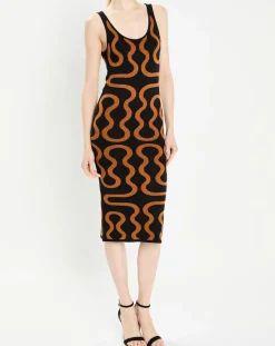 Robe Ridley imprimée noir/marron