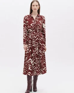 Robe Rlilie imprimée bordeaux