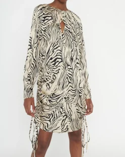 Robe Robert imprimée zèbre noir/beige