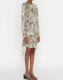 Robe Robert imprimée zèbre noir/beige