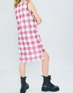 Robe Saint-Tropez en sequins rose/blanc