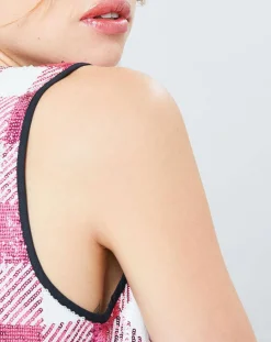 Robe Saint-Tropez en sequins rose/blanc