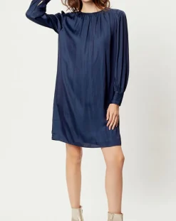 Robe satinée Giulia bleu marine