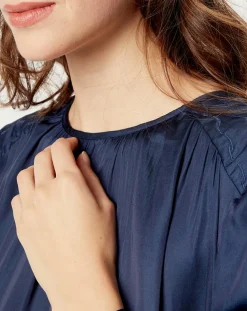 Robe satinée Giulia bleu marine